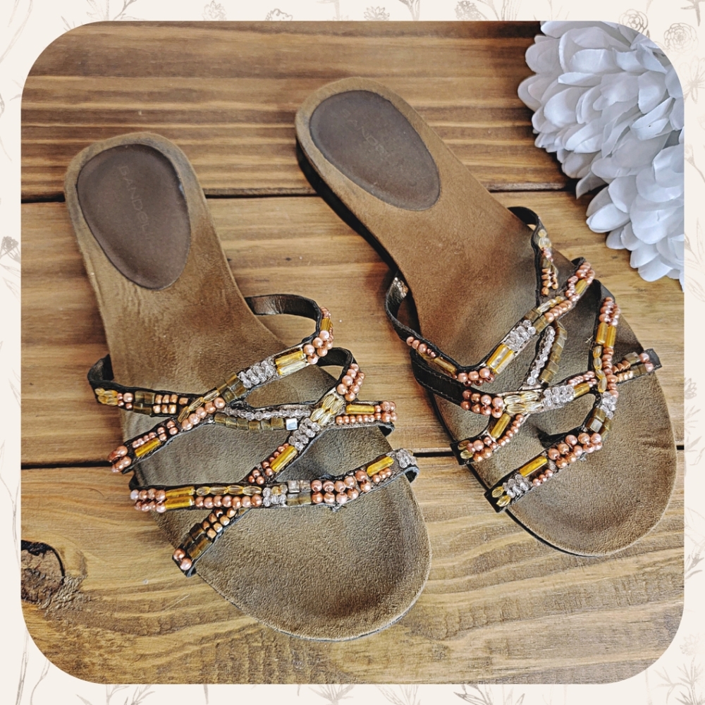 Vintage Boho Beaded Bandolino Sandals size 8.5
